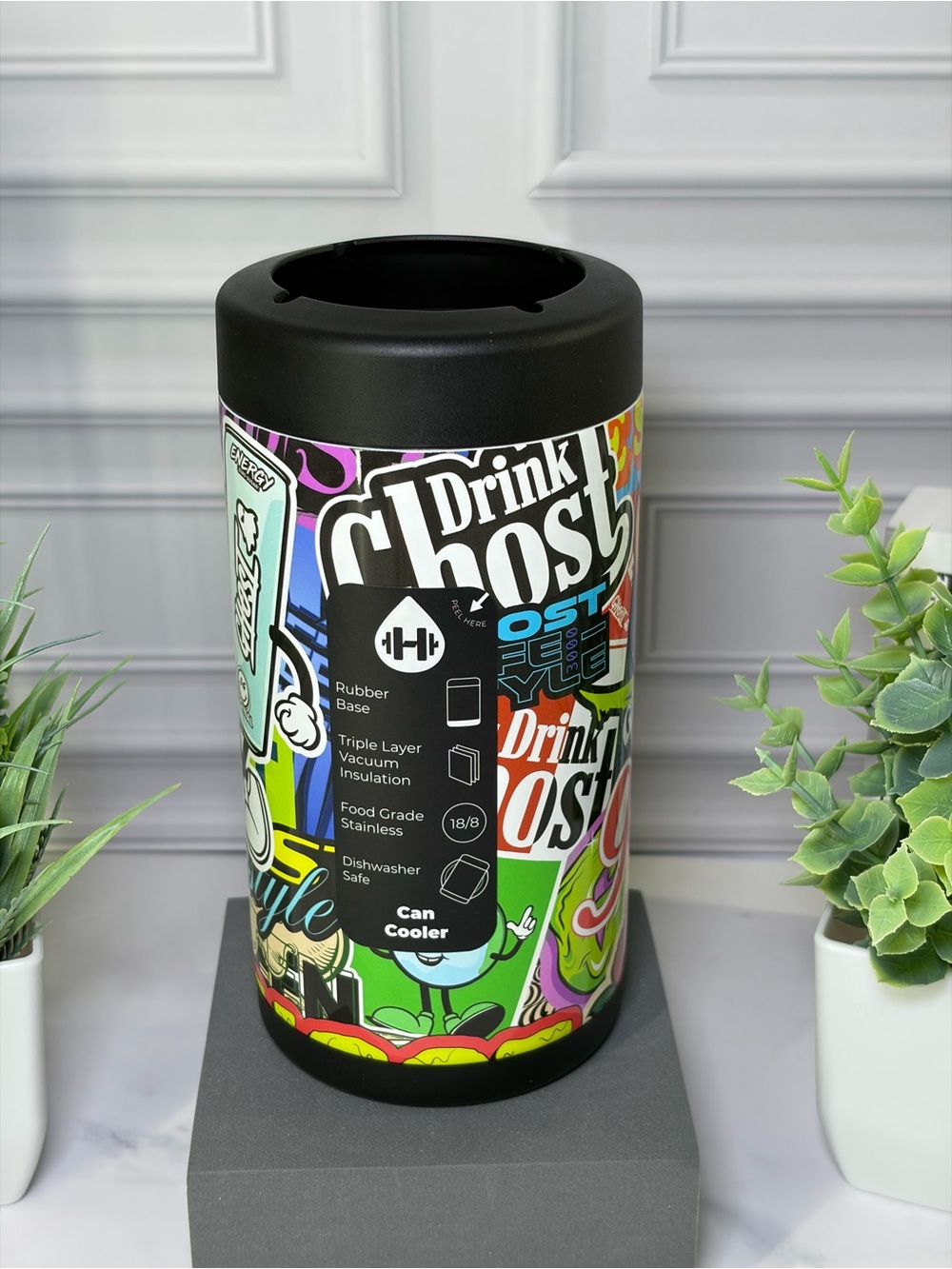 HydroJug Ghost Sticker 16oz Can Cooler BNIB